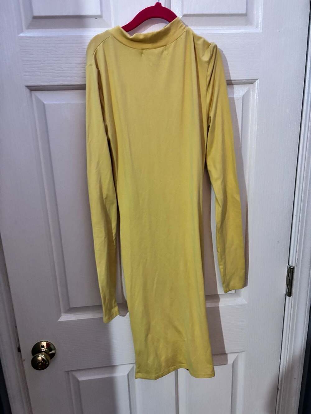 Popular 21 Yellow Long Sleeve Ruched Open Back Mini Bodycon Dress Size S